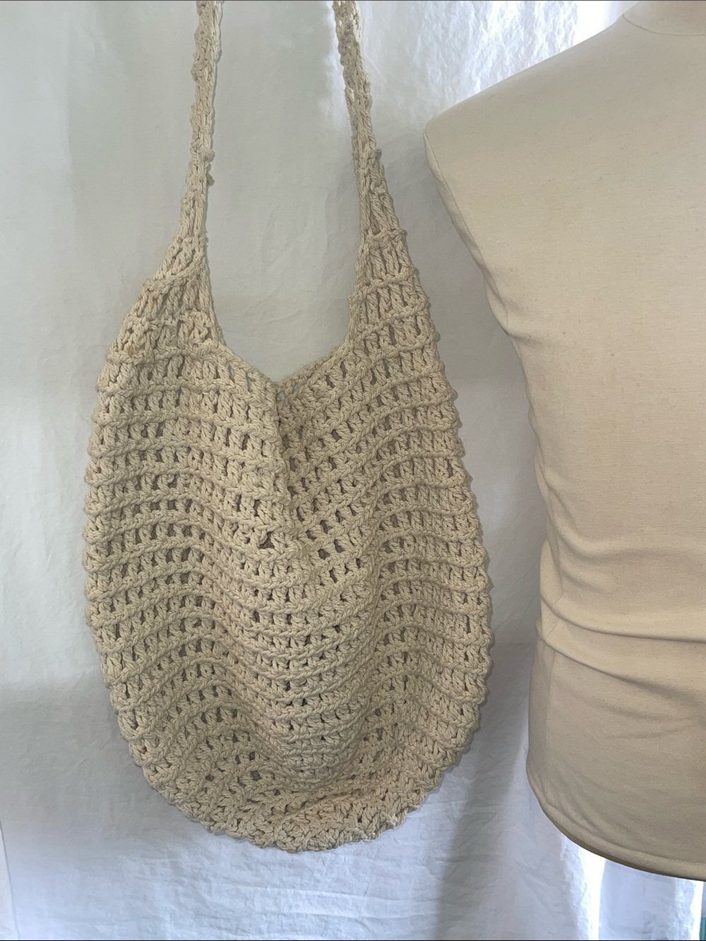 Casa Clara Cream Crochet Tote Market Beach Bag Large size Like New